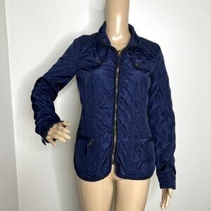 Zara Blue Quilted Full Zip Jacket